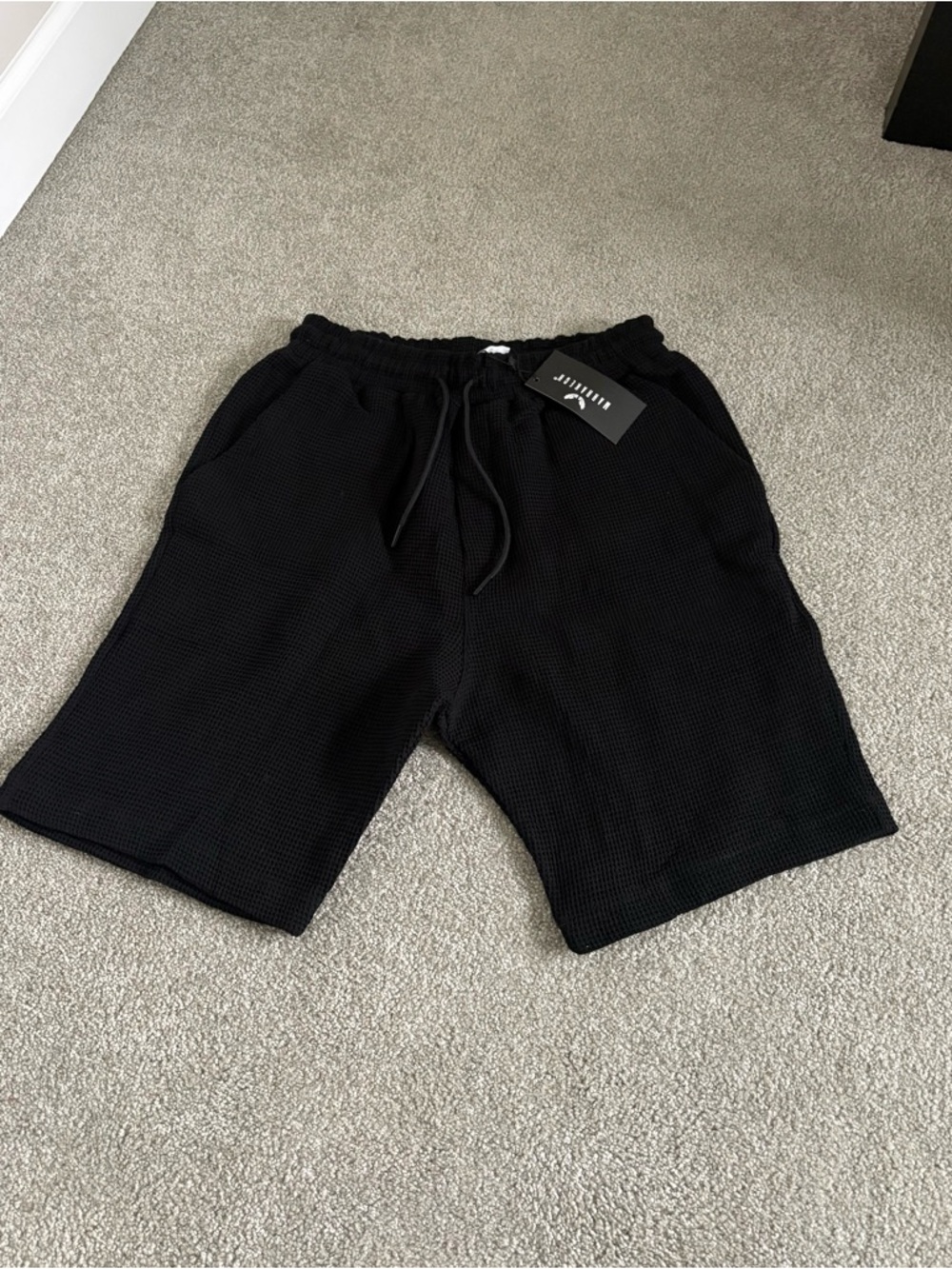 Marrakech Men's Black Waffle Knit Casual Shorts